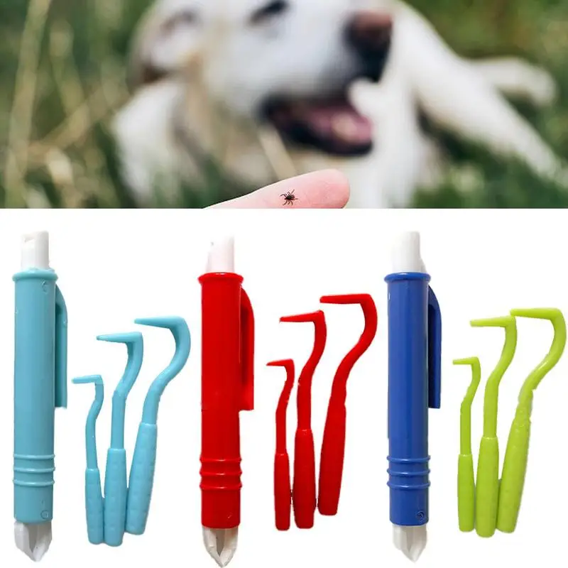 

4pcs Flea Remover Hook Tick Remover Tweezer Tick Pull Pet Cat Dog Accessories Tick Tool Set Pet Lice Flea Extractor Pet Supplies