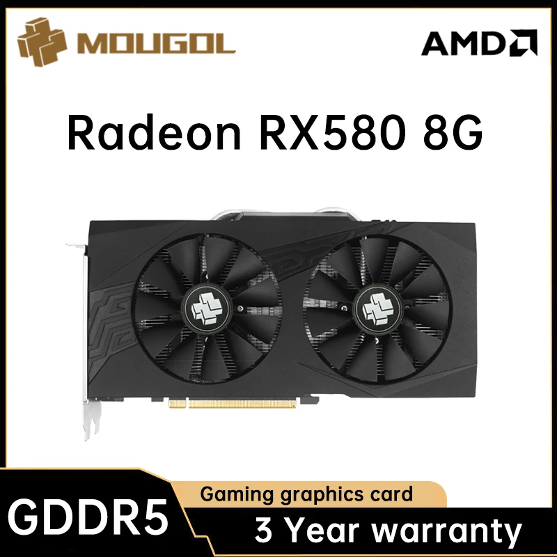 MOUGUL AMD Radeon RX580 8G 그래픽 카드, GDDR5 메모리 비디오 게임 카드, PCIE3.0 x 16 HDMI DVI, 데스크탑 컴퓨터용, 완전 신제품