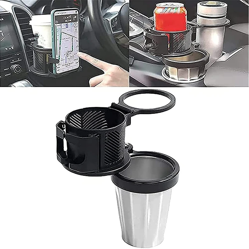 

NEW-2Pcs 3in1 Multifunctional Car Drink Holder Universal Car Cup Holder with 360° Rotating Adjustable Base Water Cup Holder