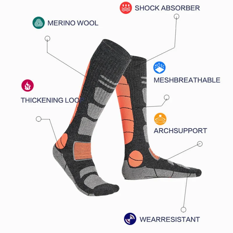 Sports Socks Cycling Socks Fitness Sports Socks Sport Socks Self Heating Socks Thermal Socks Football Socks Socks Snowboard Sports Wool Cycling Merino Ski Winter Hiking Skiing Stockings Men Women Knee High Thermal Sock