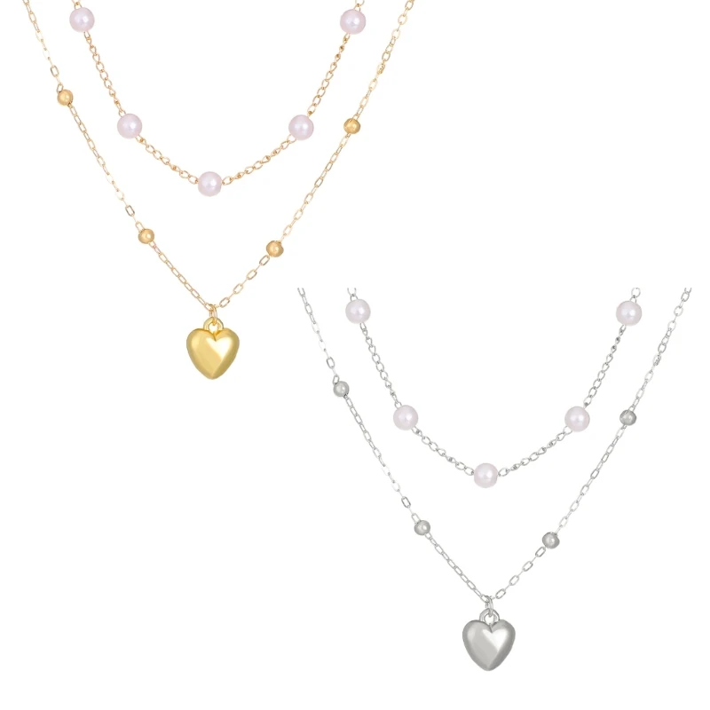 Многослойное ожерелье с подвеской в ​​виде сердца, модная жемчужная цепочка, колье Starcking, цепочка на ключицу, модные для