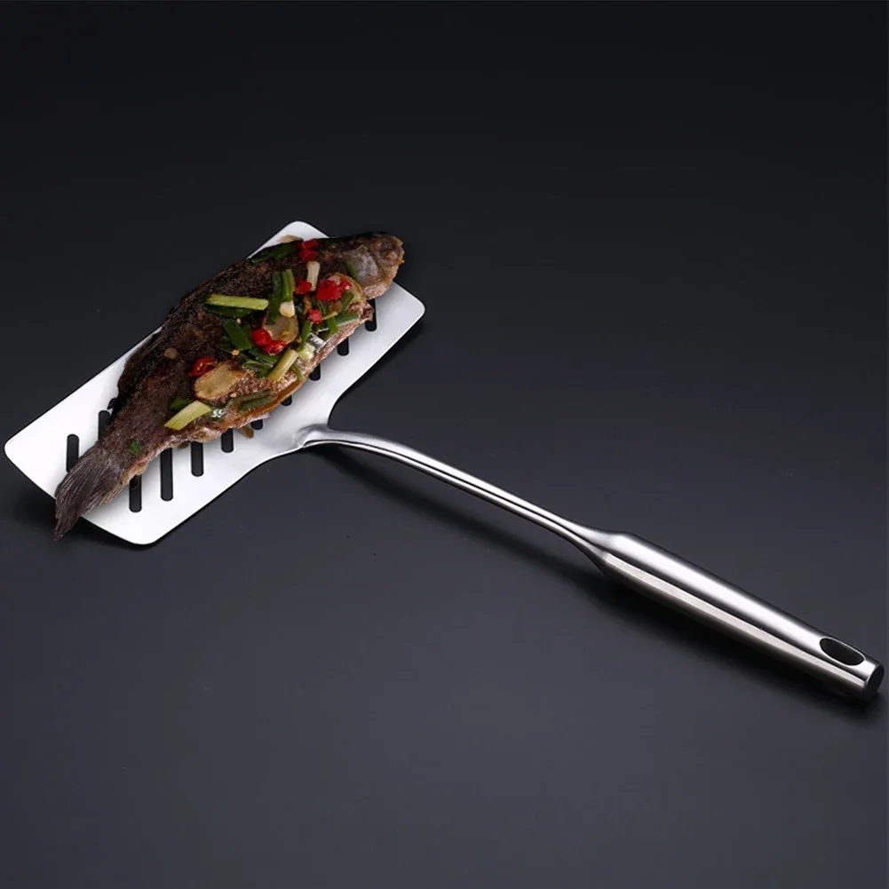 304 Stainless Steel Extra Wide Fish Spatulas Steak Shovel Fish Turner Slotted Beveled Kitchen Cooking Utensils Kitchen tool