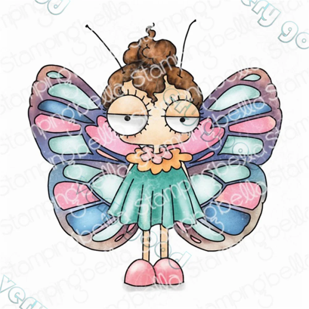 

Mini Oddball Butterfly Girl Clear Stamps and Metal Cutting Dies Sets for DIY Craft Making Greeting Card Scrapbooking Decoration