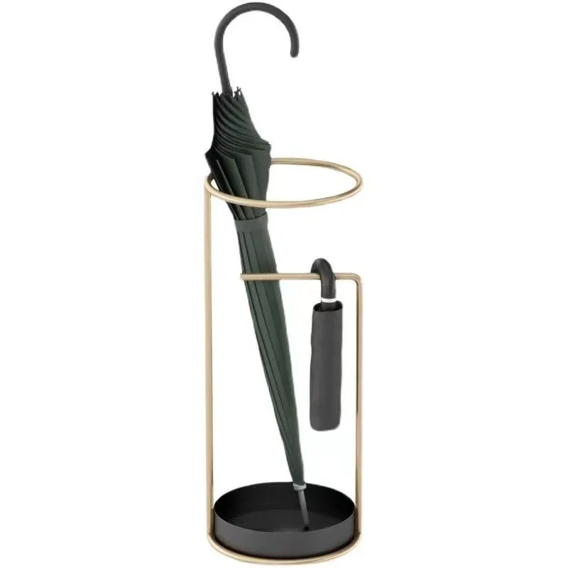 Modern Creative Umbrella Rack Fashionable Light Luxury Gold Stand Hotel Lobby Eco-Friendly Metal Storage Bucket Lobby