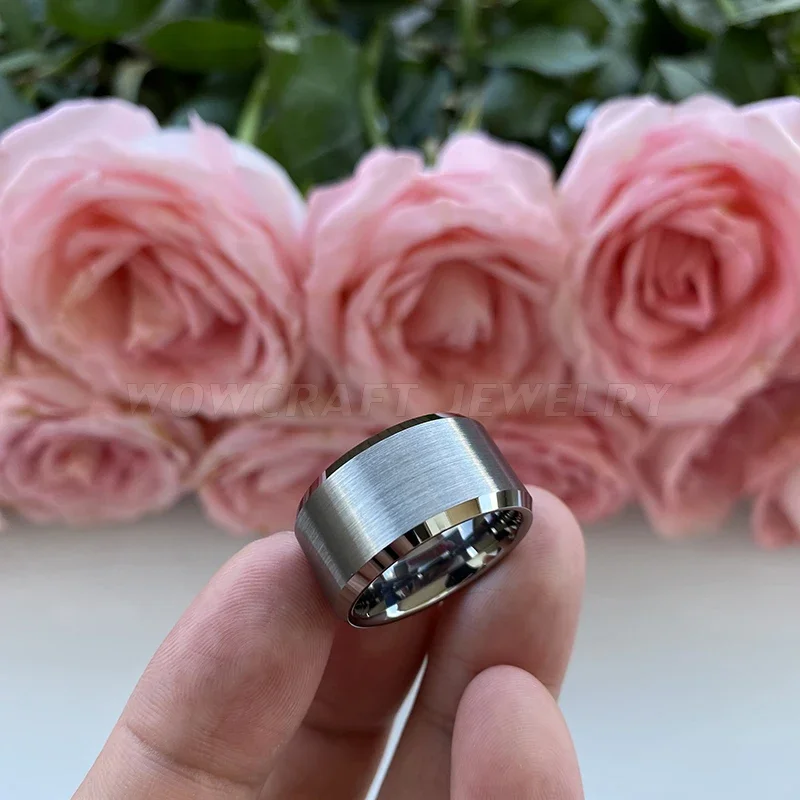 10mm 12mm Big Wide Tungsten Carbide rings Classic for Men with Top Brushed Finish Comfort fit Wedding Bands Engagement ring