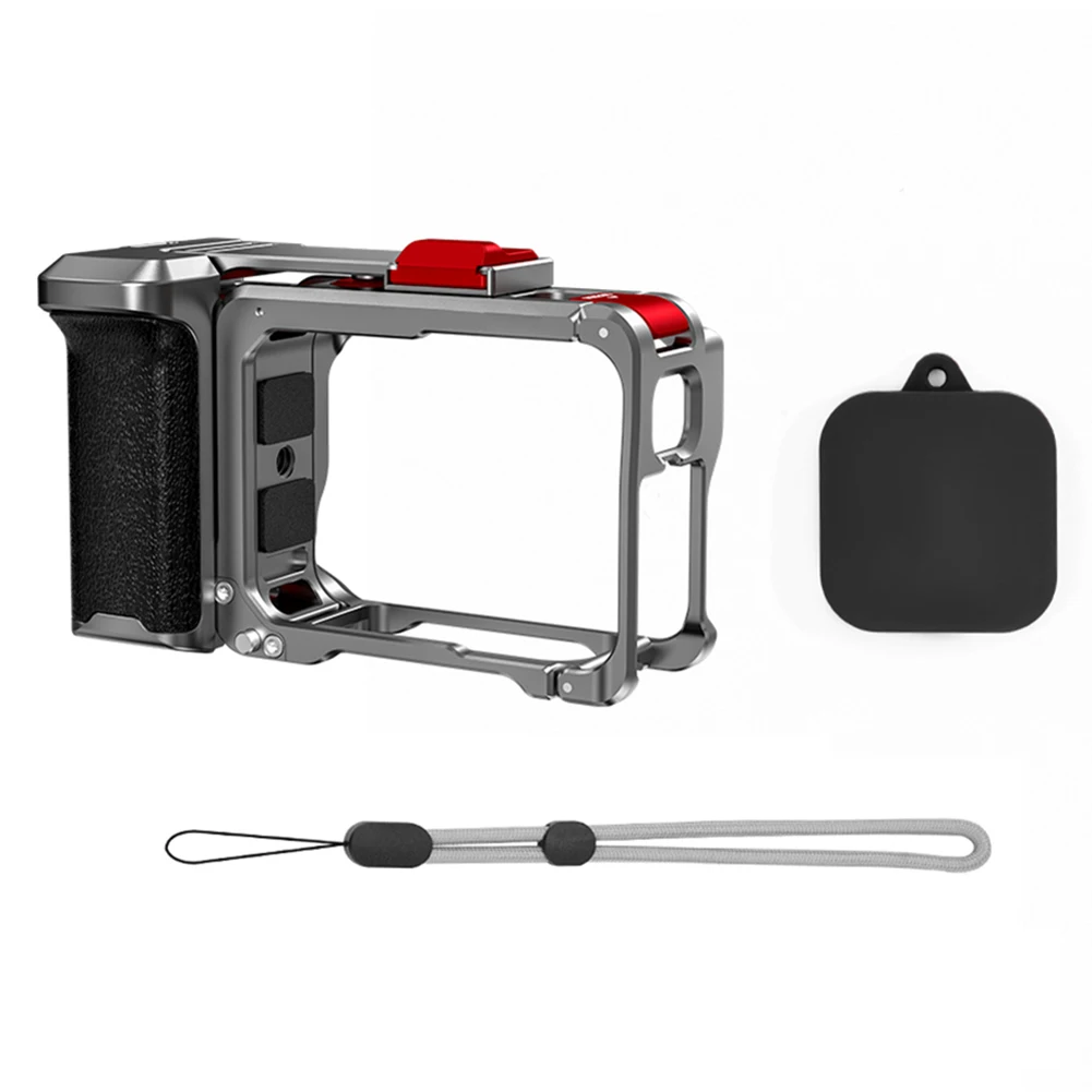 For Insta360 Ace Pro/2 Metal Camera Grip Mount with Lens Cap Quick Release Camera Rabbit Cage Detachable Camera Expand Accessory