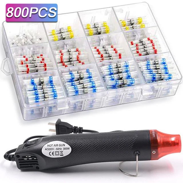 800/400/50PCS ก้นความร้อนกันน้ํา SOLDER Seal สายไฟ Splice Terminal Kit CRIMP เทอร์มินัลไฟฟ้า HOT AIR GUN 1