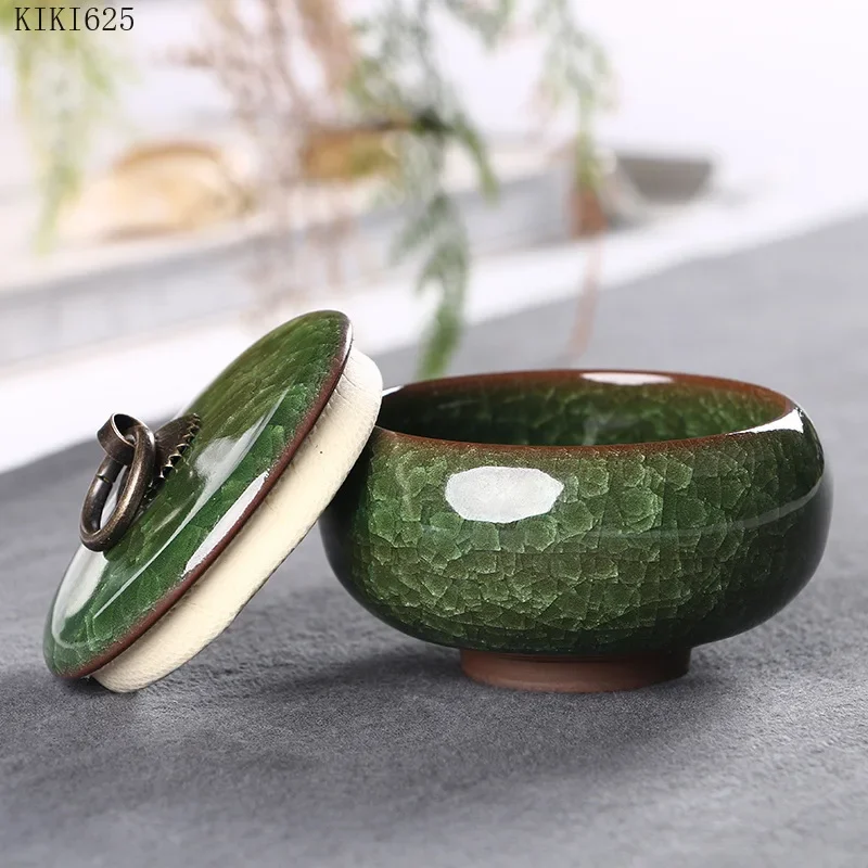 Modern Color Cracked Ceramic Sealed Storage Tank Travel Portable Tea Caddy Tea Set Necklace Ring Jewelry Storage Box Home Decor tea tin box,tea canister