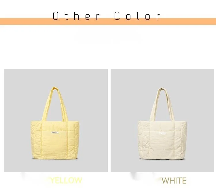 Shoulder Bag for Women Niche Simple Lightweight and Large-capacity Nylon Cloth Armpit Bag Solid Color Soft Down Cotton Handbag_voghion.com