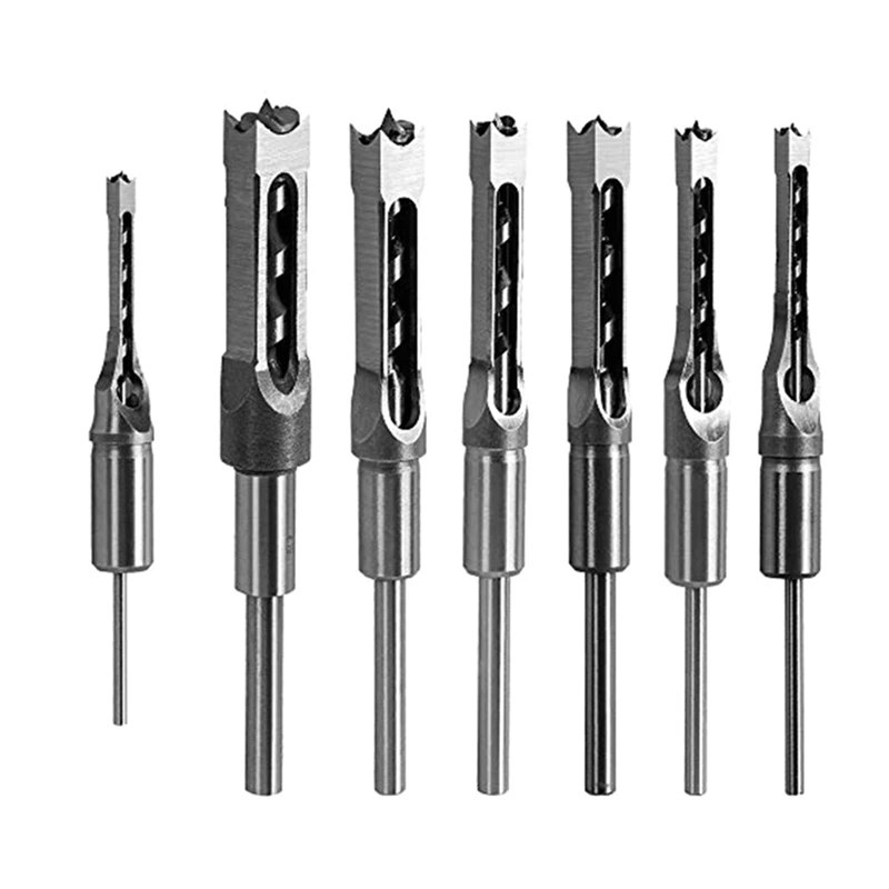 

7Pcs Square Hole Drill Bit, Mortising Chisel Set 1/2-Inch, 1/4-Inch, 3/4Inch, 3/8-Inch, 5/8-Inch, 5/16-Inch, 9/16-Inch