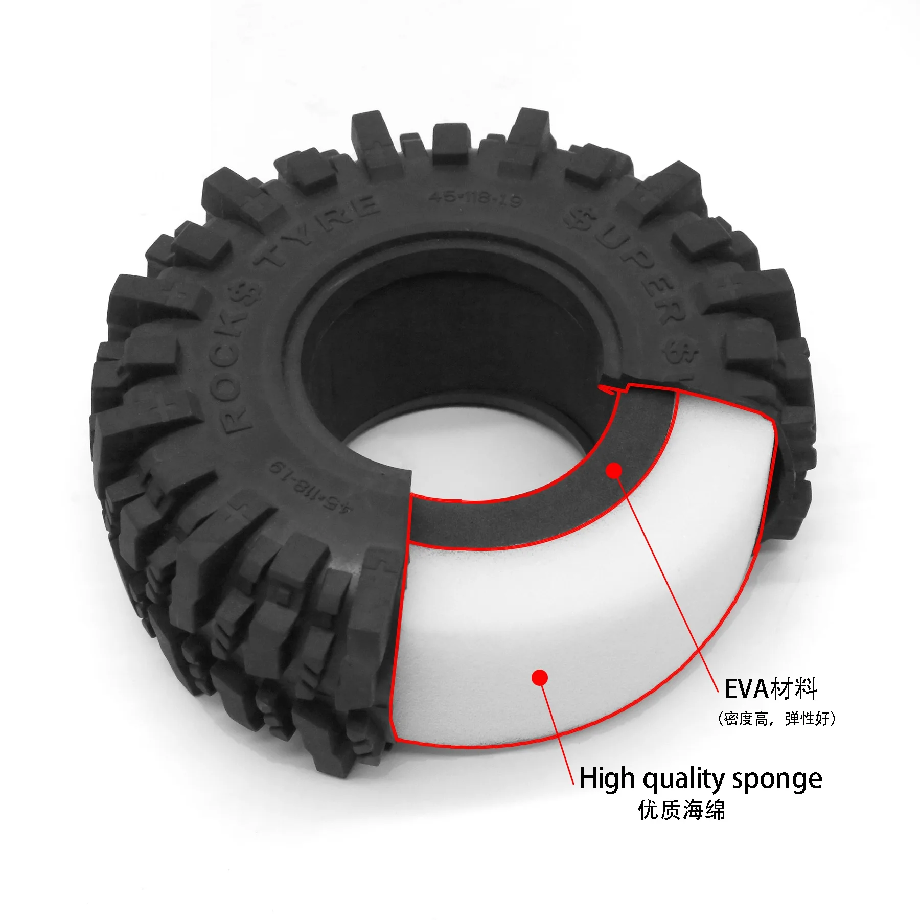 4 PièCes 100 MM 1.9 Pneus En Caoutchouc Pneus Roue Pour 1/10