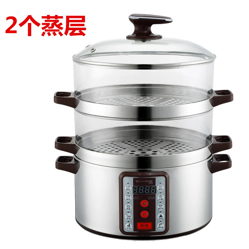 Sanmsie32cm Multi-function Super Large Electric Steamer Multi-layer Stainless Steel Transparent Steamer Buffet Food Warmer