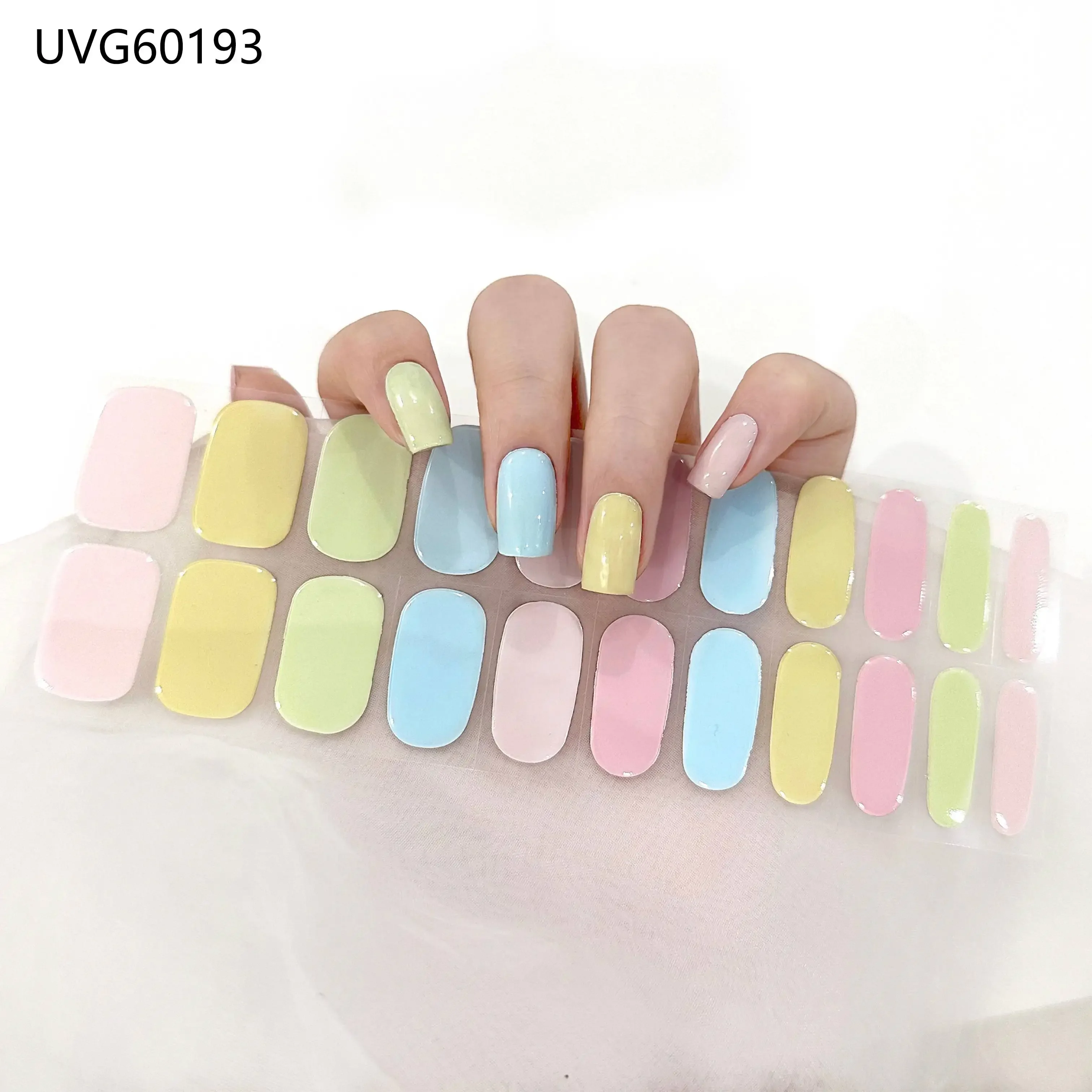 22Tips Semi-Cured Gel Nail Patch Slider Adhesive Waterproof Long Lasting Aurora Full Cover Gel Nail Sticker UV Lamp Needed 2