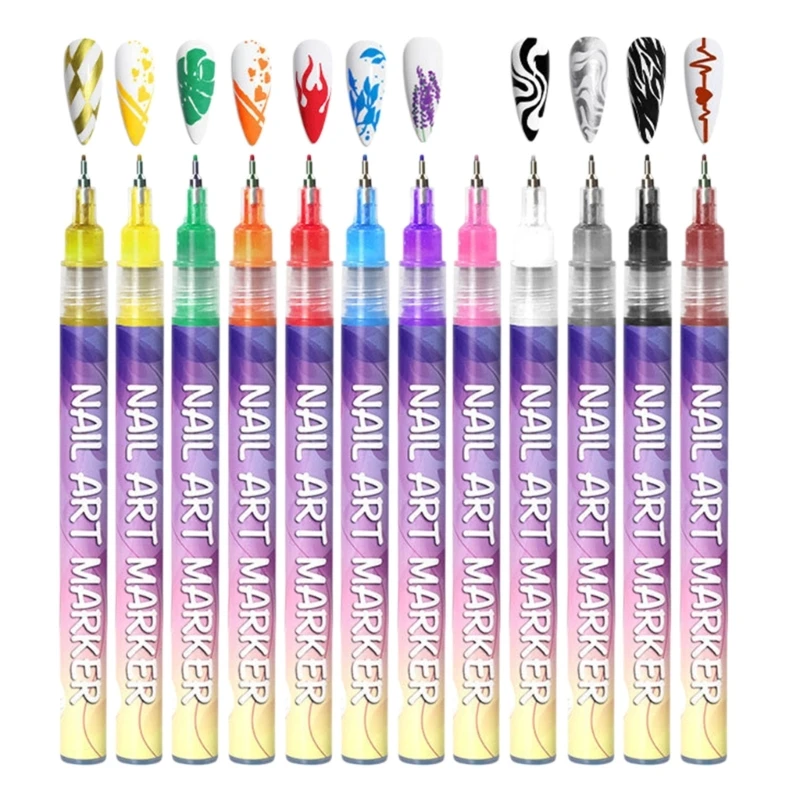 12 Colors Art Pens 3D Polishing Pens Point Dotting Liner Pen Set Art Painted Pen Drawing
