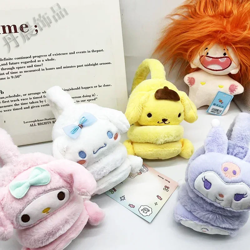 

Kawaii Sanrio Cinnamoroll Kuromi Soft Plush Ear Warmer My Melody Keroppi Pochacco Winter Warm Earmuffs Cold Protection Ear Cover
