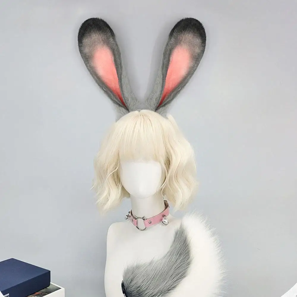 Animal Fur Rabbit Long Ear Headband Cosplay Sexy Faux Rabbit Officer Head Hoop Lolita Christmas Party Hair Band Hair Accessories
