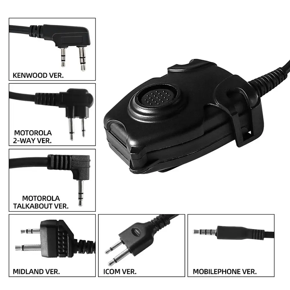 Tactical Cuffia Auricolare Peltor Ptt Ptt Auricolare Adattatore Per Kenwod /Motorala 2- Way/Motorol/Icm/Midland/Telefono