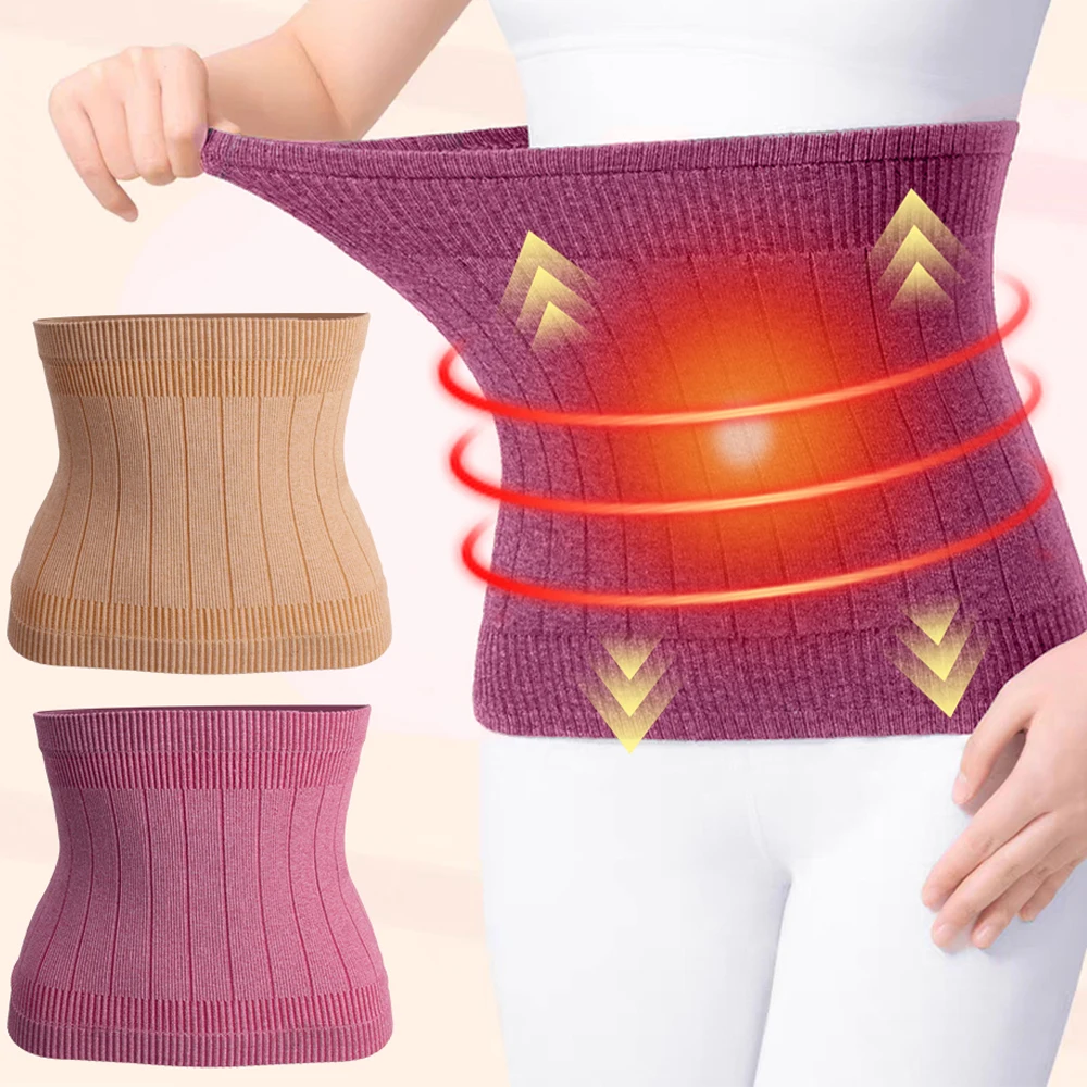 Women Elastic Lower Back Belly Waist Warmer Band Binder Kidney Protector Wrap Winter Elder Back Pain Relief Lumbar Support Belt