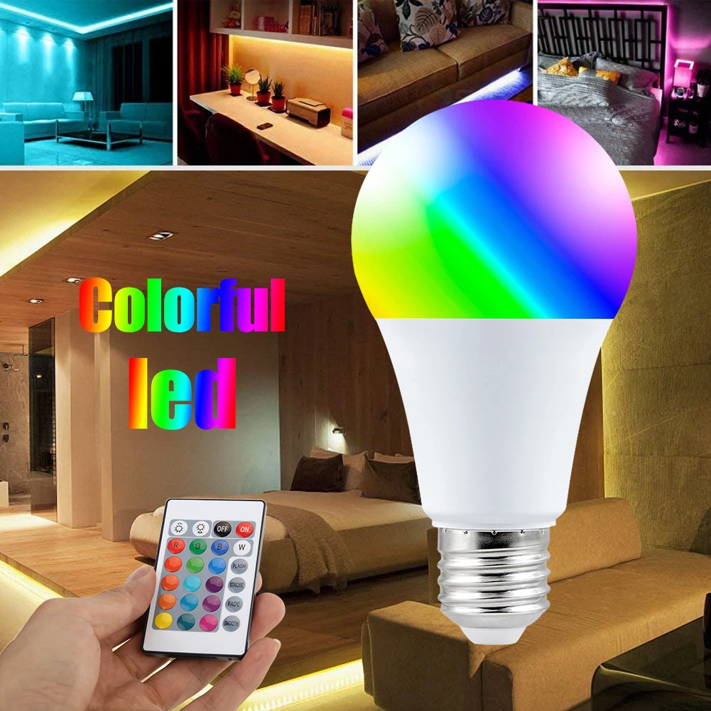 리모컨 RGB LED 디밍 스포트라이트 전구, 가정 침실 거실용 무방사선 절전 전구, 5W, 10 W, 15W