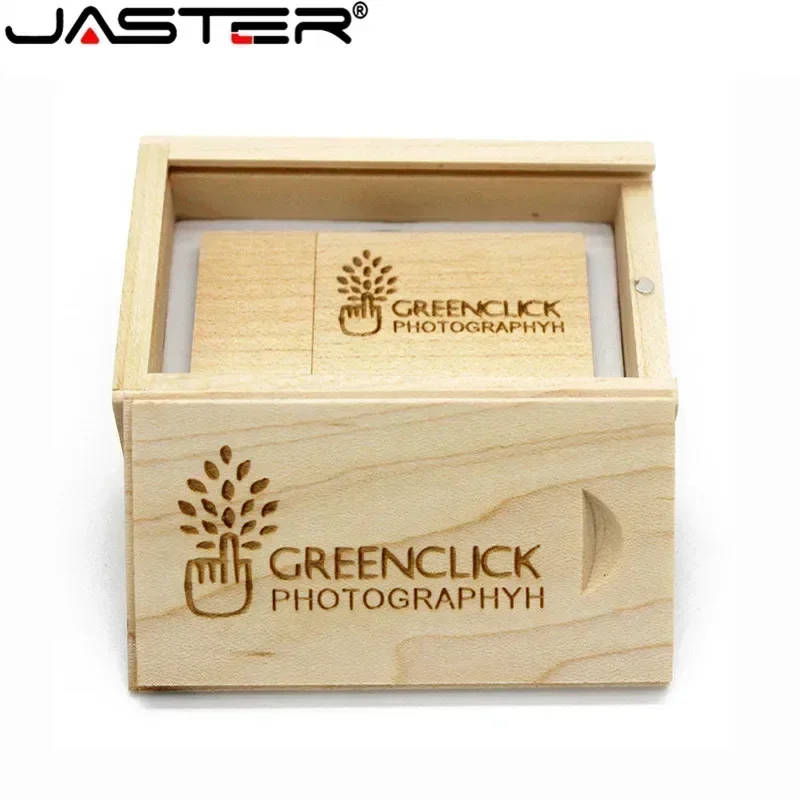 JASTER USB 플래시 드라이브 2.0 무료 사용자 정의 로고 나무 Pendrive 메모리 스틱 128GB 64GB 16GB 32GB 8GB 레이저 조각 결혼 선물