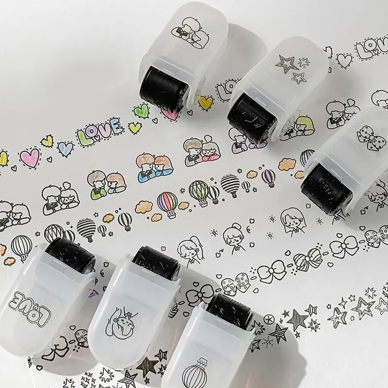 childrens seal 2PC Cartoon Pattern Lace Band Children's Rolling Flower Seal Creative Seal Graffiti Handbook DIY Roller Lace Decoration Band