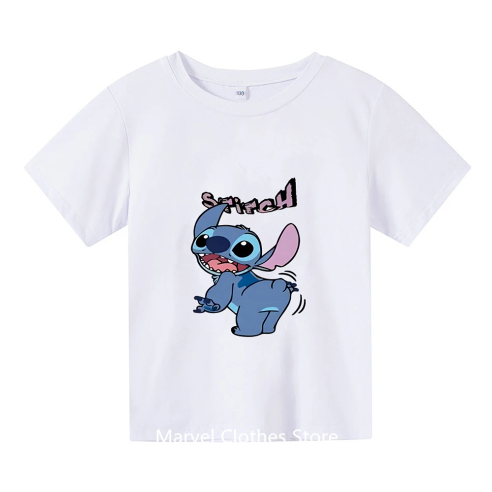 thumbnail image 1 of Lilo Stitch Anime Verano Múltiples Moda Camisetas Para Niños Cuello Redondo Casual Manga Corta Estampado Patrón, 1 of 5