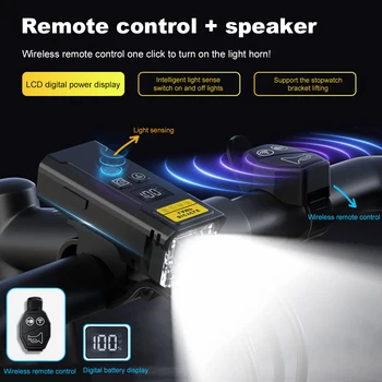 Bicycle Headlight with Horn Smart Light Sensor Bicycle Front Lamp Remote Control Bike Headlight Flashlight Bicycle Accessories 1
