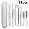 11Pcs Acne Needle Professional Tweezers Acne Remover Ultra-fine No. 5 Cell Pimples Blackhead Clip Facial Pore Cleaning Care Tool 1