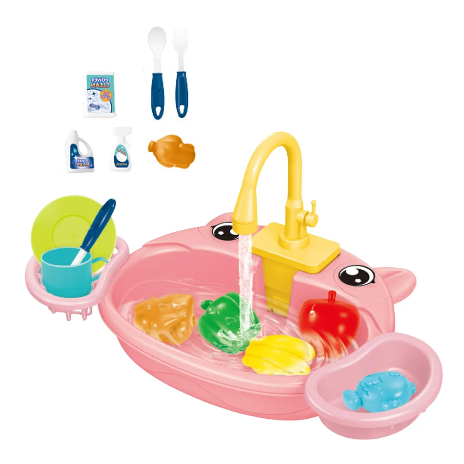 Children`s Sink Dishwashing Set, with Running Water, Children`s Role Play Toy As