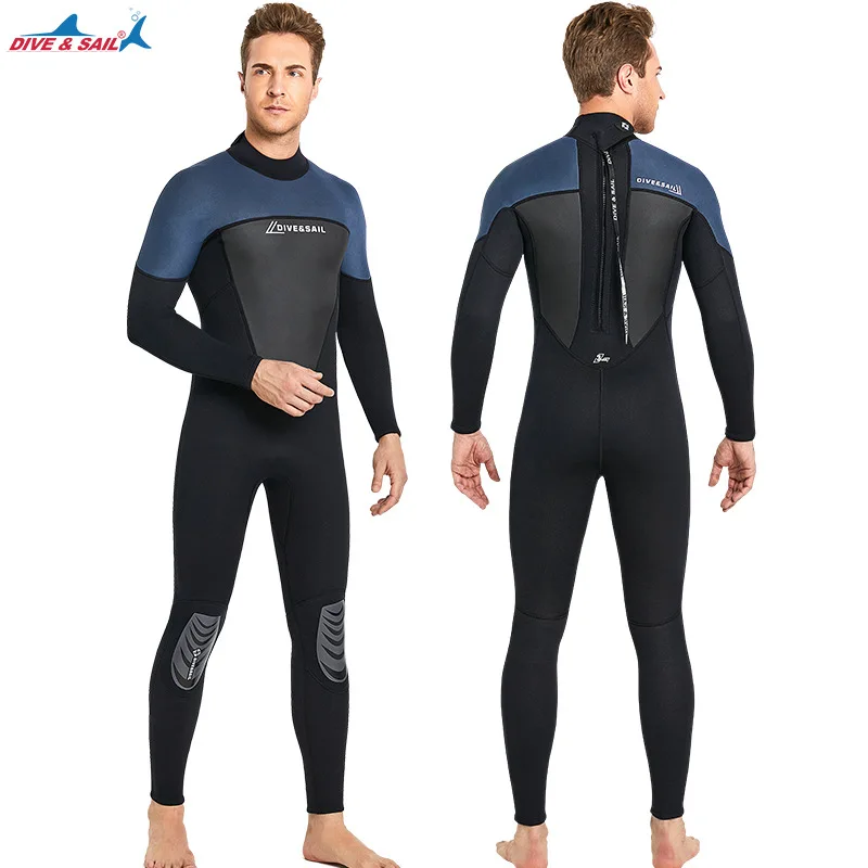 

3mm Diving Suit Black Swimming Wetsuit Full Suit Stretch Neoprene Full Body Suit Back Zip One Piece Long Sleeves Men Swimsuit