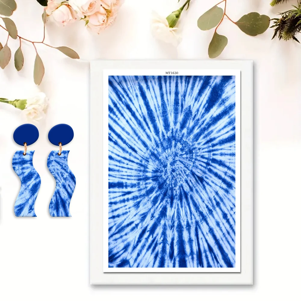 4pcs 폴리머 클레이 전사지 일회용 스티커 DIY 귀걸이 선물용 컬러 패턴 꽃 기하학적 복고풍 패턴 디자인