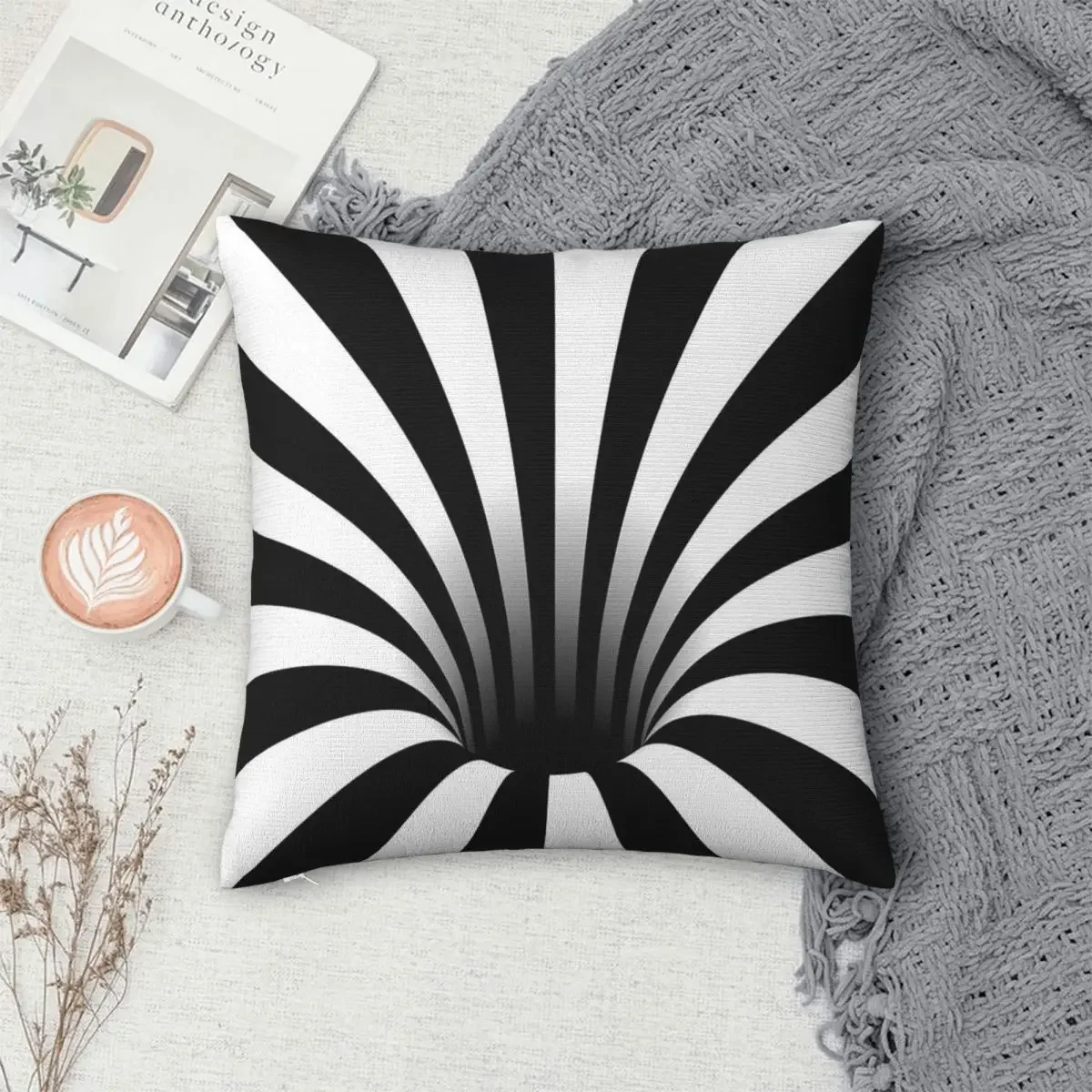 

Optical Illusion Black Hole Lines Pillowcase Polyester Pillows Cover Cushion Comfort Throw Pillow Sofa Decorative Cushions Used