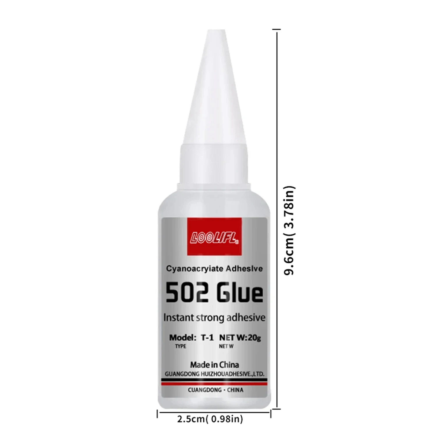 Application de colle cyanoacrylate 502 haute résistance LOOLIFL sur une surface métallique, montrant la prise immédiate.