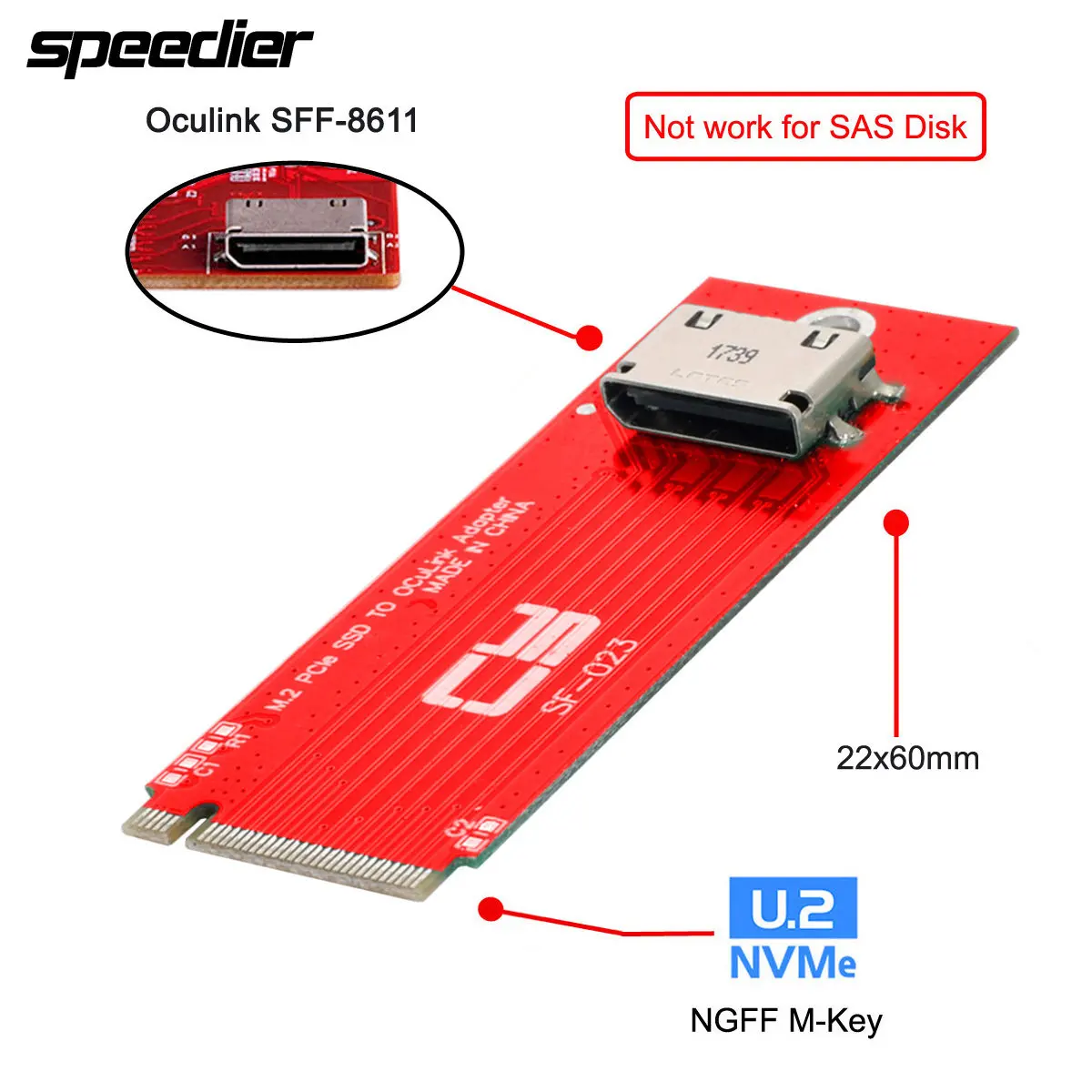 

M.2 NVMe To U.2 Oculink SFF-8612 Adapter PCI-E Ngff Adapter Card Delivers Fast, Reliable and Durable Performance for M2 PCIe SSD