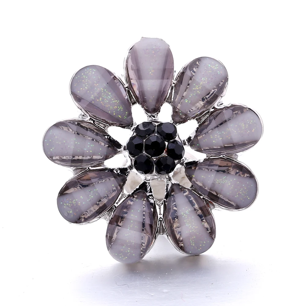 15pcs Rhinestone Flower Snap Button Jewelry DIY Ginger Charms Fit Metal Bracelet  Snaps Jewelry