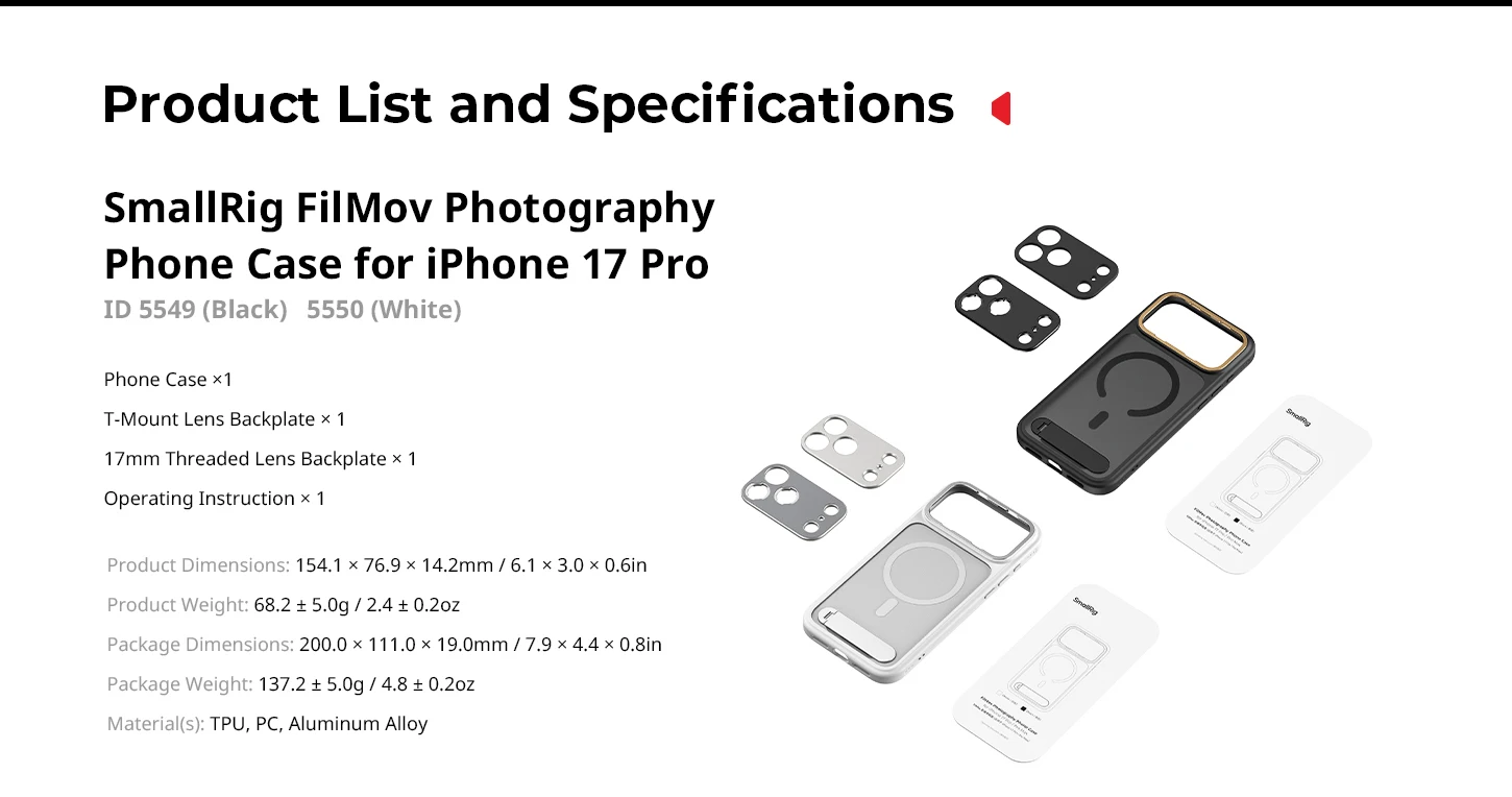 FilMov Lightweight Photography Phone Case for iPhone 17 Pro/Pro Max for 67mm Mag