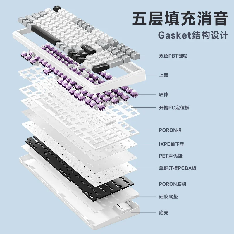 Aula F99 기계식 게이머 키보드, 3 가지 모드, 2.4G, 블루투스, USB 무선 키보드, PBT 키캡, 핫 스왑 99 키, 게임용 키보드 선물