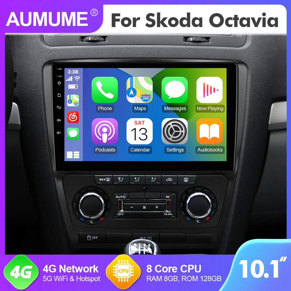 

AUMUME Radio Android 12 For Skoda Octavia A5 2007-2009 Car Multimedia GPS Player 8 Core RAM 8GB RDS