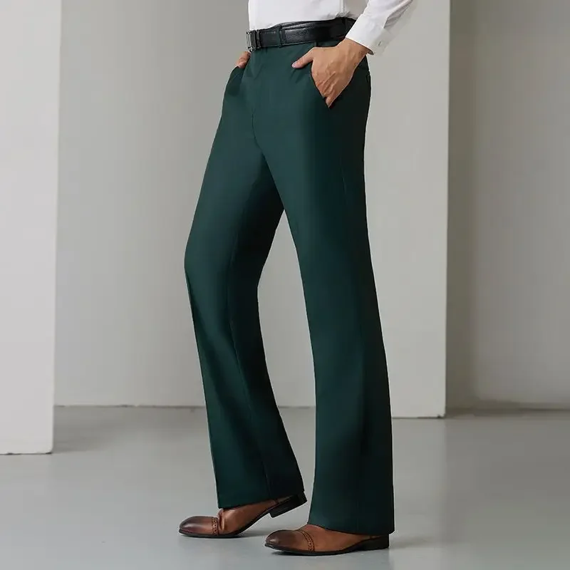 Trousers for Men Stretch Bell Mouth Elastic Draped Flared Man Suits Pants Fluid Thin Casual Tailoring Clothes Offer High Quality casual pants
