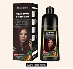 FENKANG 3 - in - 1 Natural Herbal Hair Dye Shampoo, Black Hair Color, for Men & Women, 100ml/500ml (Dark Wine Red 500ml)