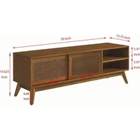 59 Inch Mid Century Modern TV Stand with Rattan Cabinet Doors, Boho TV Stand for 65 Inch TVs, Living Room/Bedroom TV Stand 2
