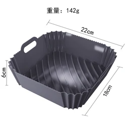 Premium Non-Stick Silicone Air Fryer Basket Liner - BPA Free Cooking Accessory (L Gray)