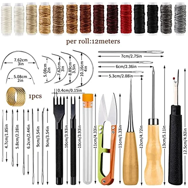 KRABALL Leather Working Tool Sewing Kit With Wax Thread Steel Needles Awl  Repair for Beginners and Professional Sewing Kit - AliExpress