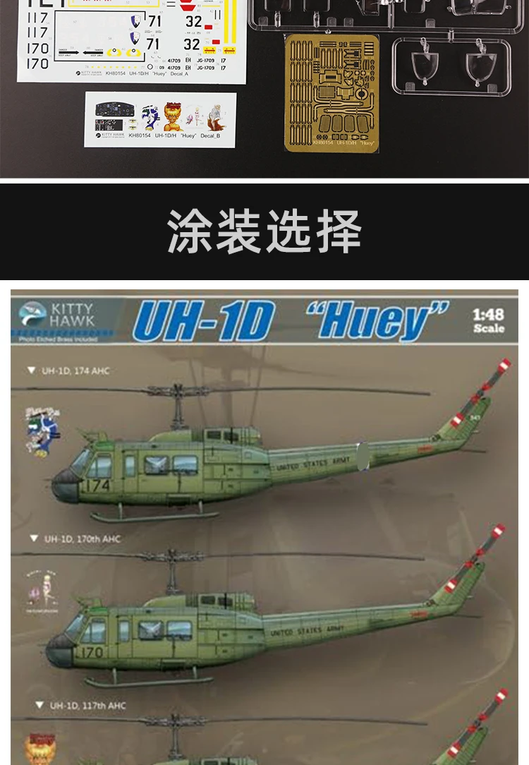 キティホーク 組み立て済み航空機モデルキット KH80154 US UH-1D