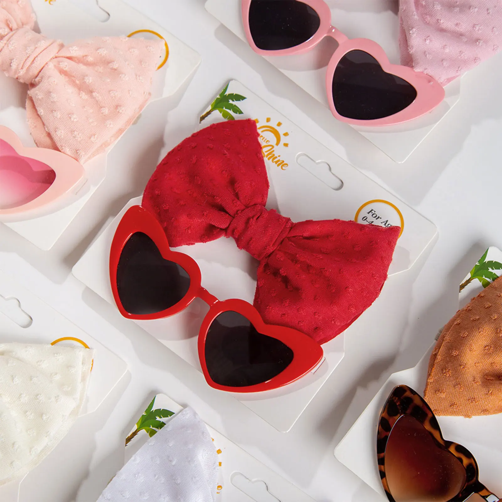 

EWODOS Baby Kids Girl Fashion Hairband Set Colorful Heart Shape Sunglasses with Bowknot Headband for Summer Holiday Accessories