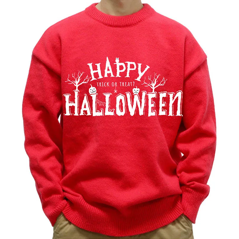 Men's Winter Sweater Long Sleeve Red Sweaters Pullovers Casual O-neck Knit Men Pullover Letter Printed Knitwears Men's Jumpers