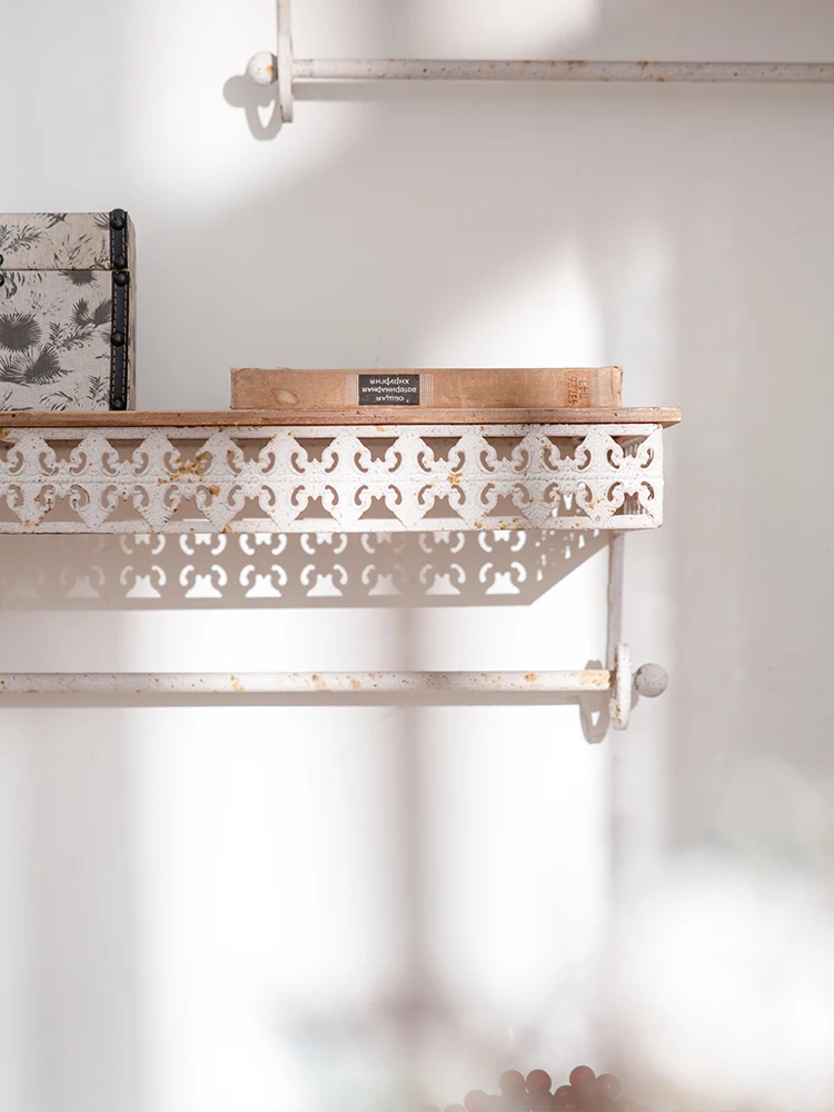 Set Di 2 Mensole Galleggianti In Legno Bianco Shabby Chic - Ripiani Decorativi Stile Country Francese, Grandi 41,5 Cm E Piccole 38,1 Cm - 4