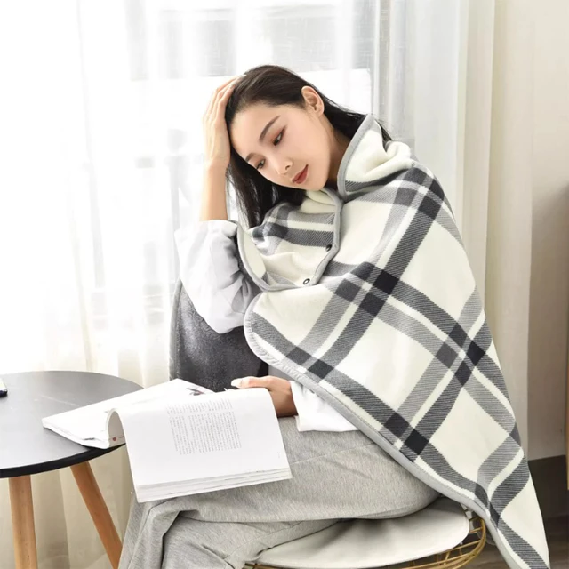 1pc Wearable Blankets Shawl Blanket Flannel Lazy Casual Office Blanket 2