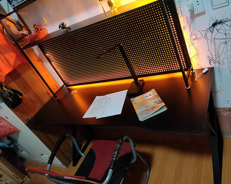 Description Picture 4 of itemModern Desktop Computer Desks Hole Board Desk Bookshelf  Integrated Luxury E-sports Gaming Table Small Apartment Learning Desks