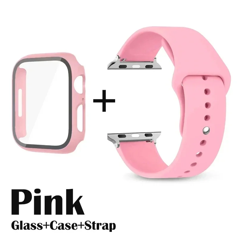 Premium Apple Watch Glass Protector, Case, and Strap Set